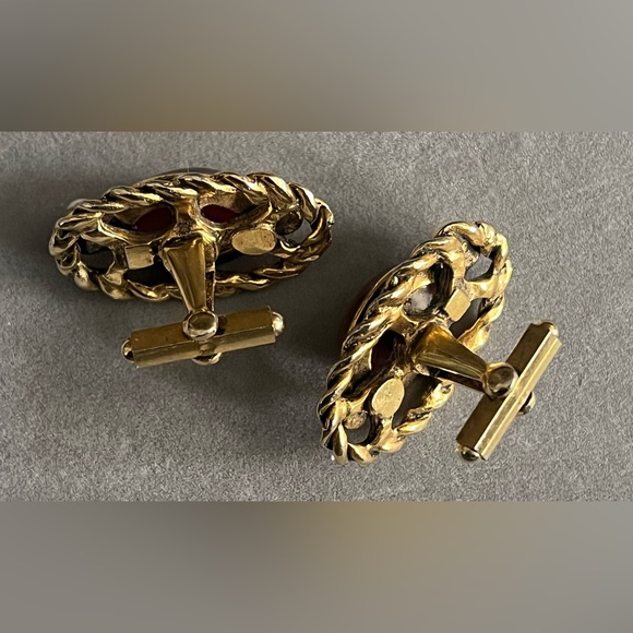 RARE art deco antique vintage cuff links Opal Pearl Gold - Picture 7 of 12